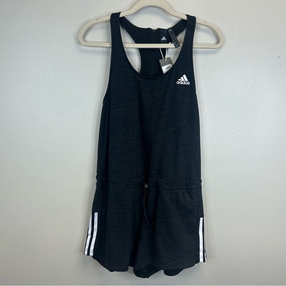 Adidas Charcoal women’s S sleeveless romper NWT activewear sports gym Athleisure - Picture 2 of 13